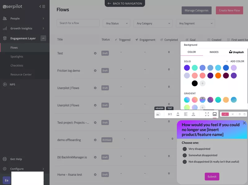 product-market fit survey in userpilot