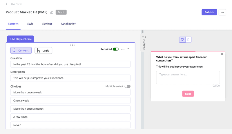 pmf survey product marketing messaging framework