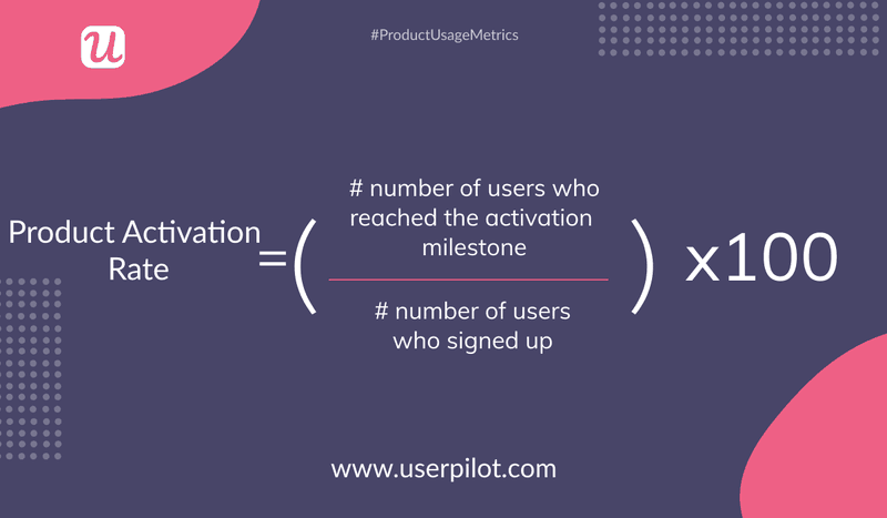 product activation rate - product usage metrics