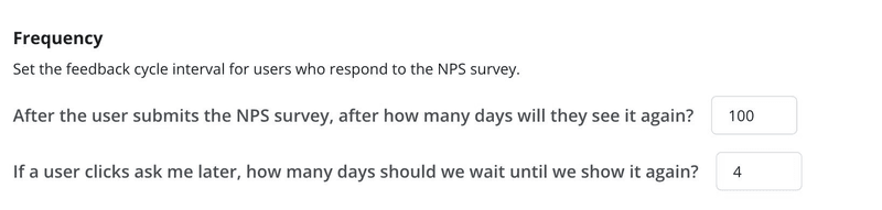 Defining NPS frequency in Userpilot.