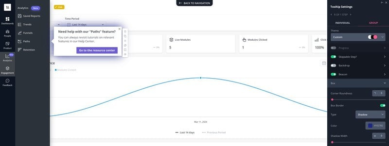 A screenshot showing how tooltips can highlight your knowledge base
