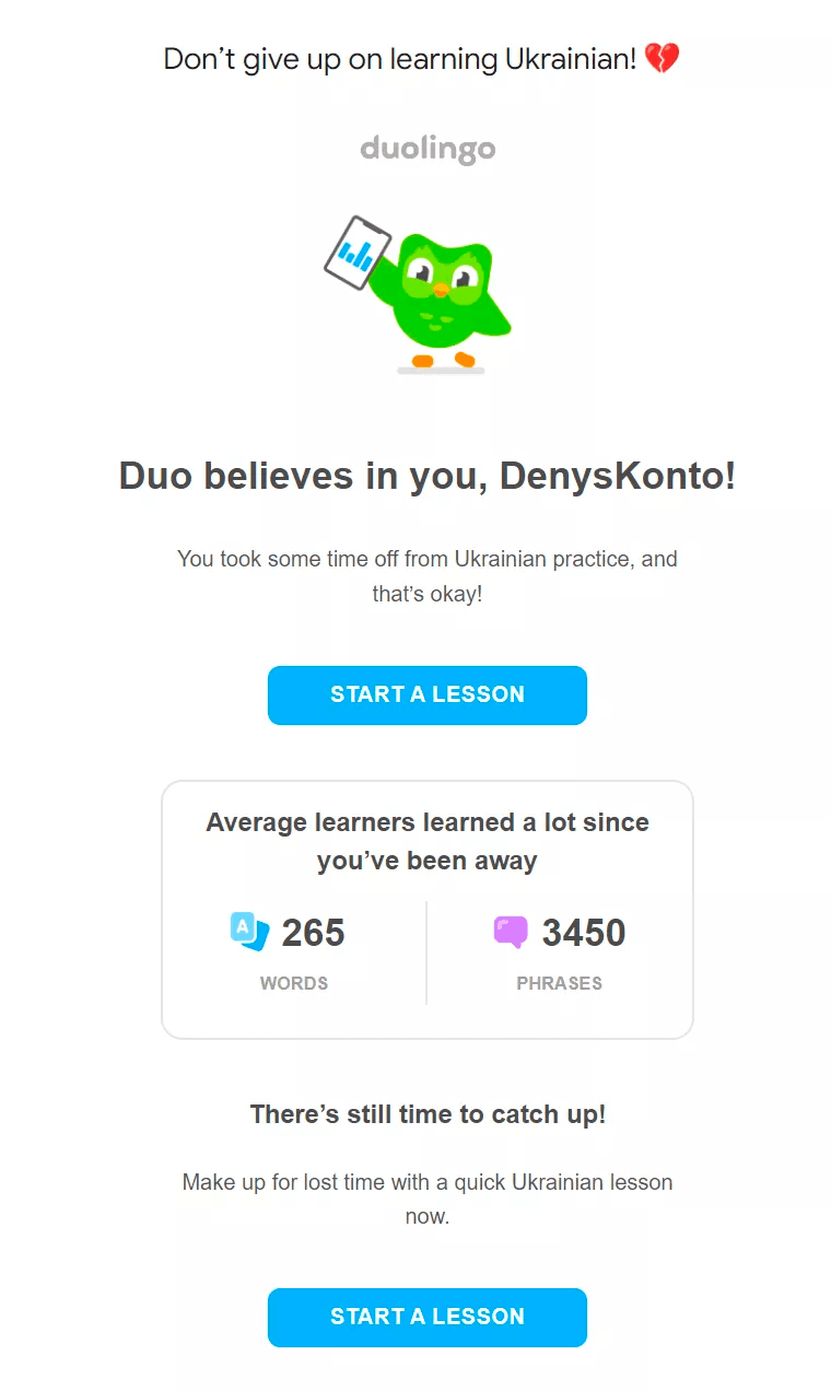 Re-engagement email example