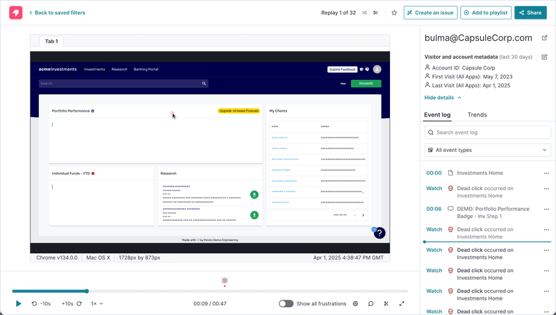pendo session replay