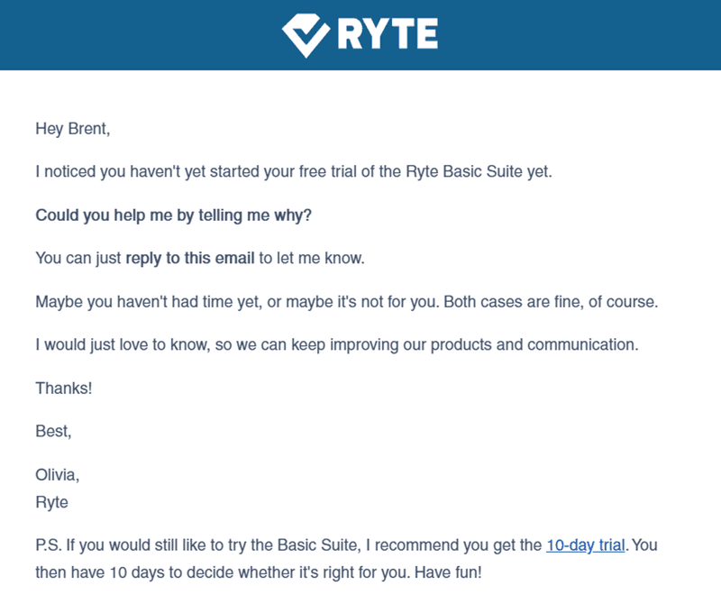 Ryte win-back email campaign