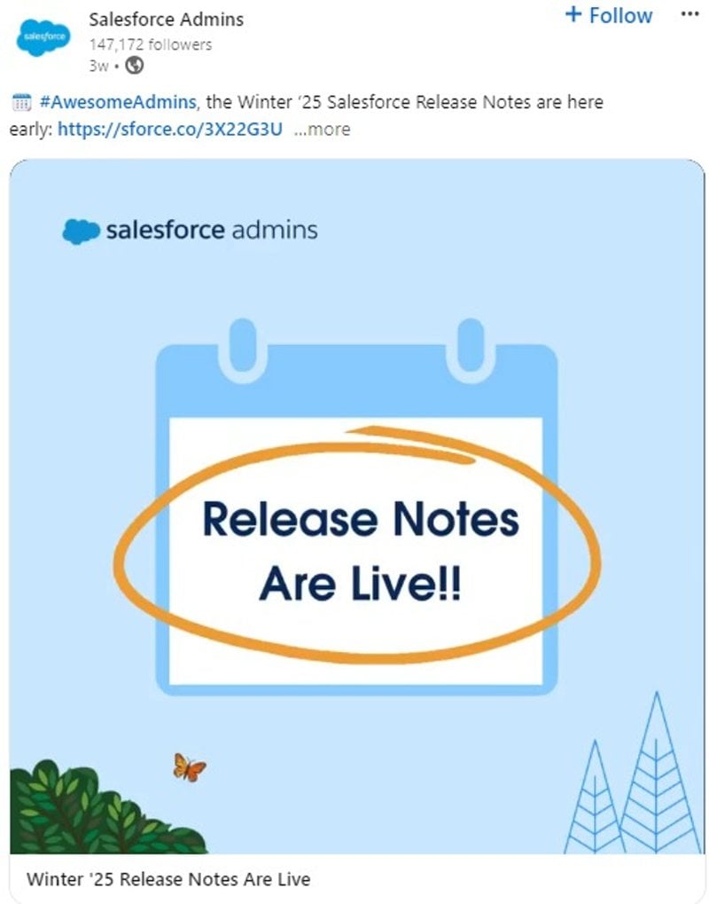 Salesforce release notes example