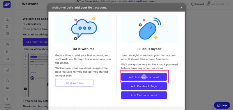 SkedSocial onboarding funnel: account creation