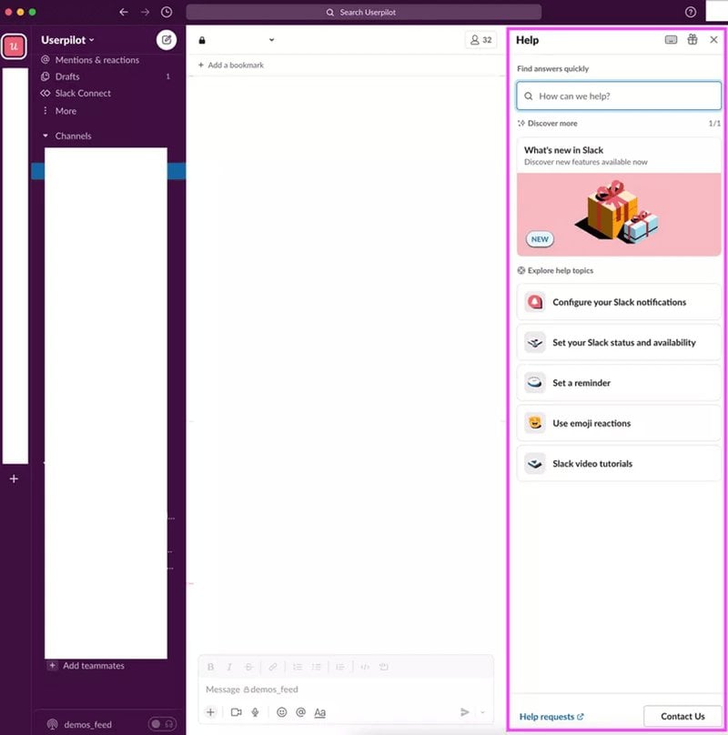 Slack's resource center example
