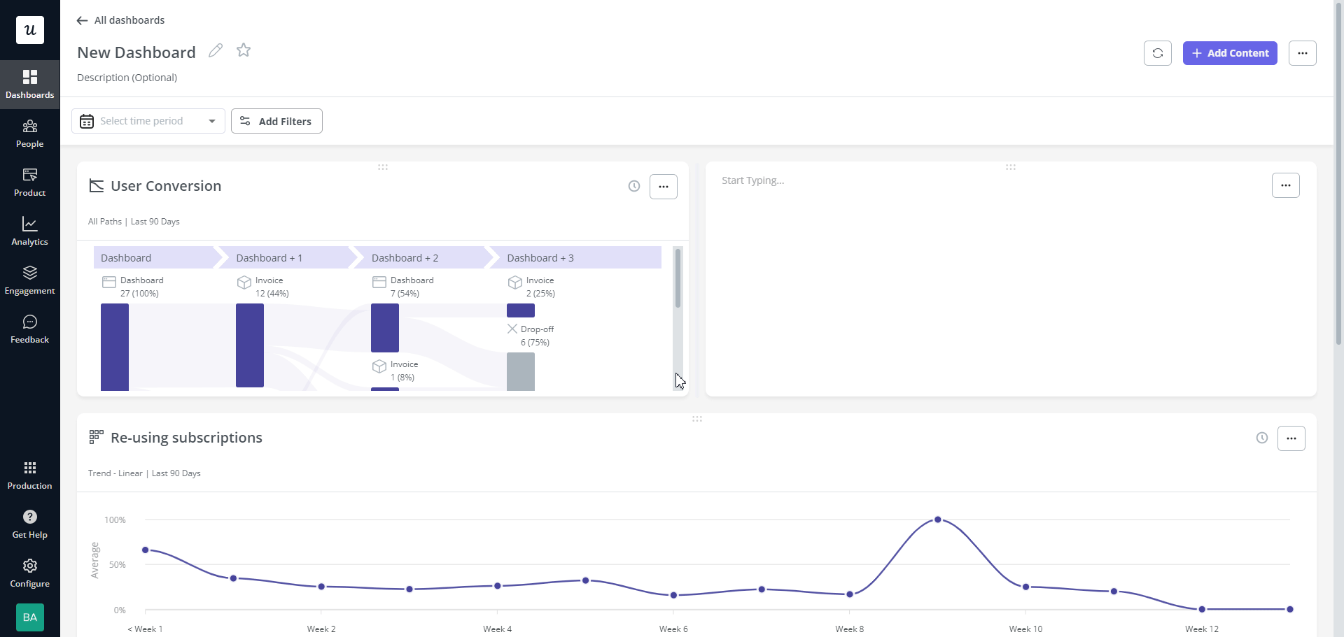 How to Design a SaaS Metrics Dashboard in Userpilot: Customize the dashboard