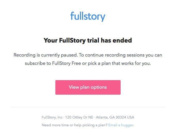 Expired subscription modal by Fullstory