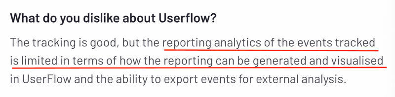 Userflow reporting limitations.