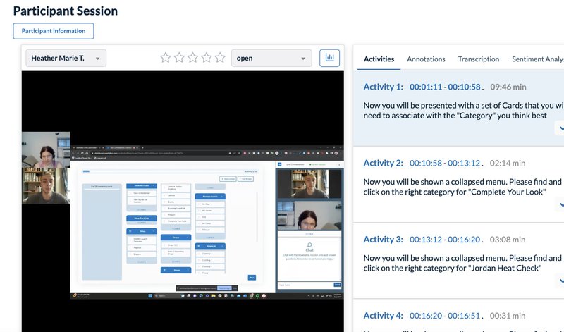A screenshot of Userlytics usablitiy test