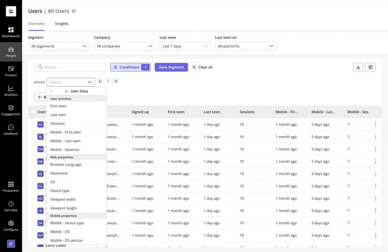 Advanced segmentation with Userpilot.