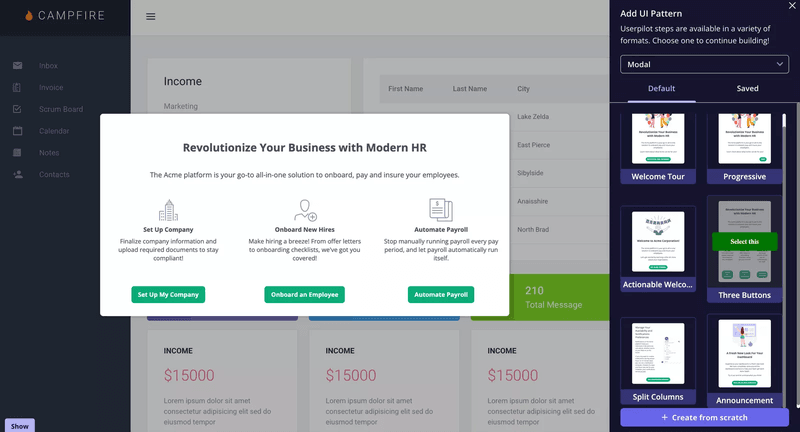 Userpilot software onboarding branches.