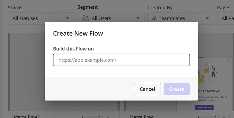 Add the product URL to create a flow