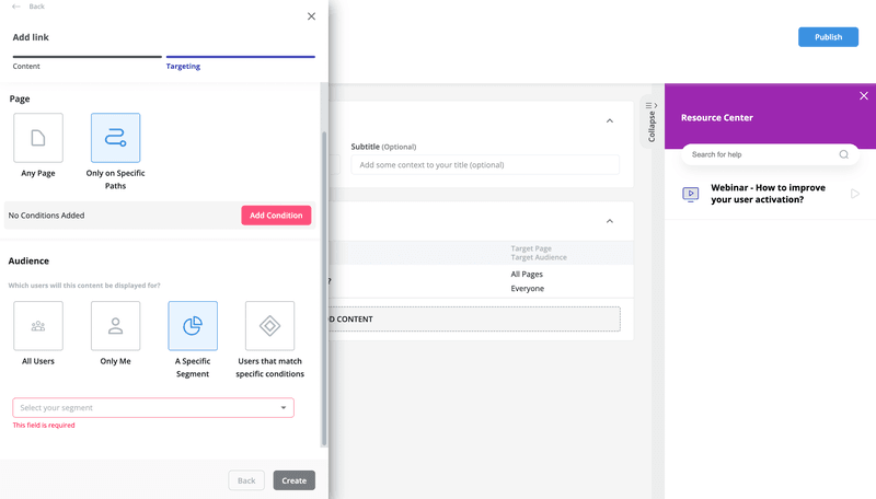 Userpilot resource center targeting