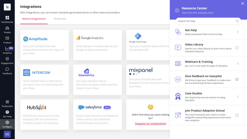 in-app resource center