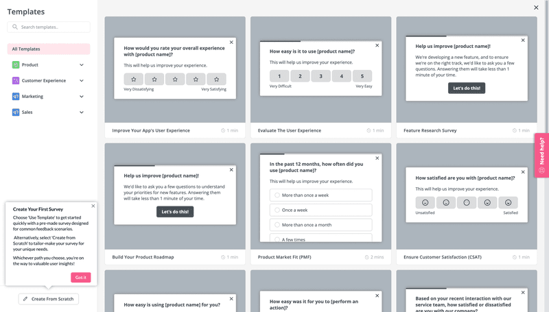 Userpilot survey templates
