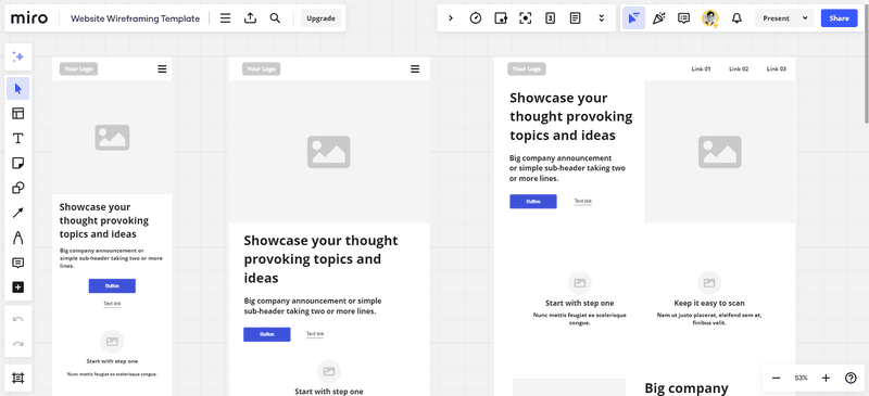 user interface wireframe