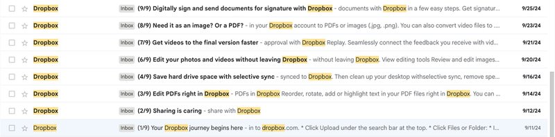 welcome drip email dropbox