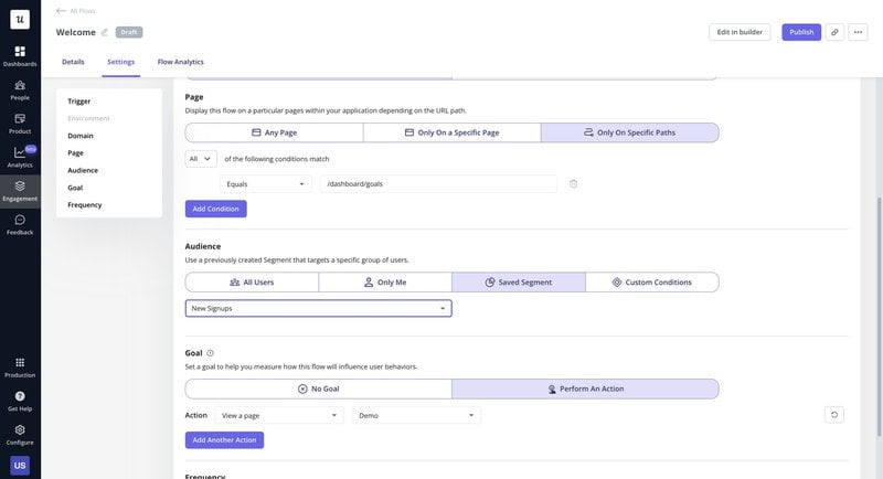 A screenshot of the option personalizing the user experience through segmentation