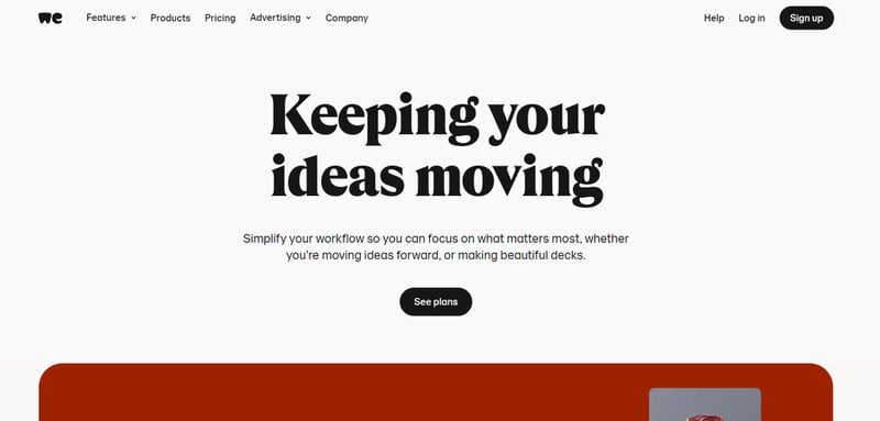 WeTransfer landing page SaaS