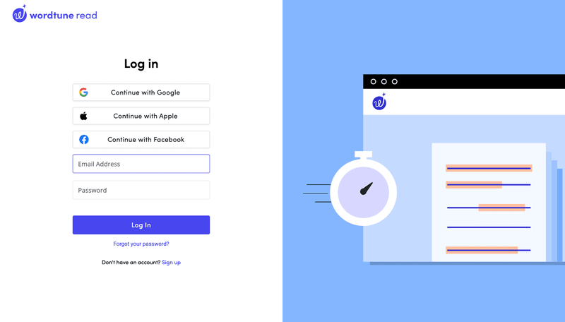 Wordtune Sign-Up Funnel: SSO