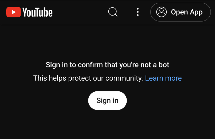 YouTube notification for users without an account