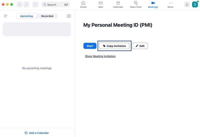 Screenshot of Zoom interface