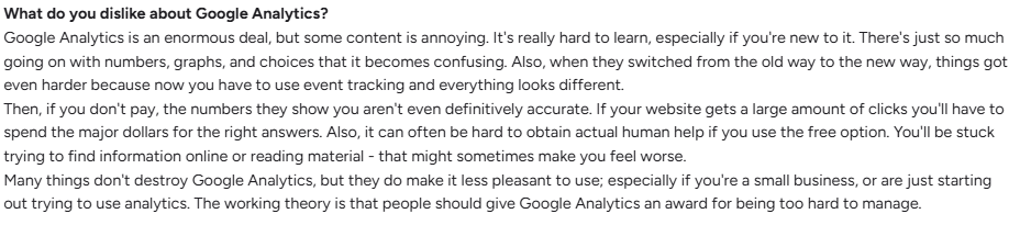 Google Analytics negative review