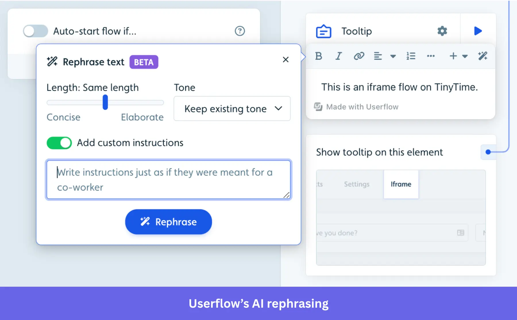 Userflow's AI rephrasing.