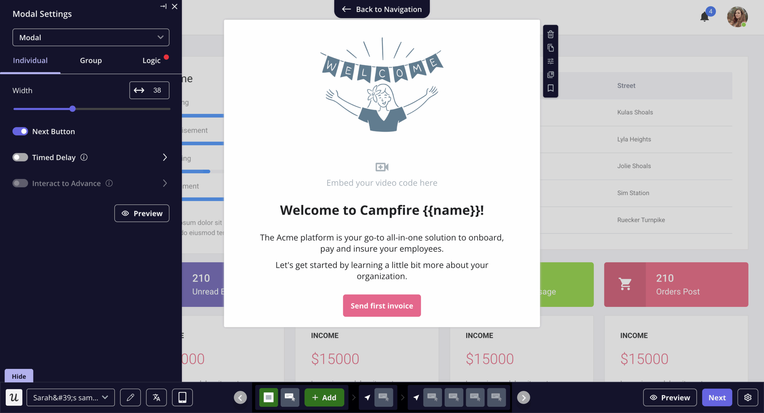Userpilot onboarding builder
