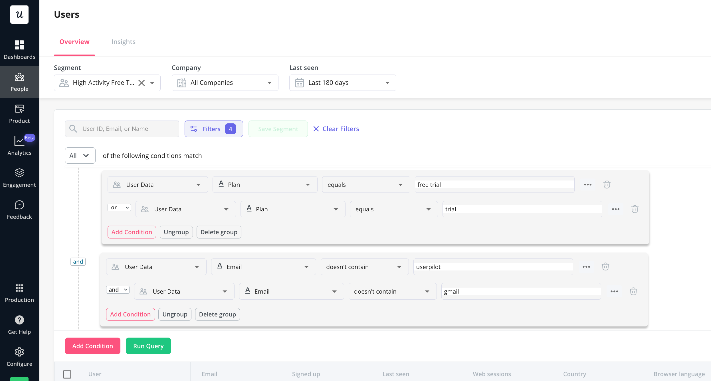 Userpilot segmentation