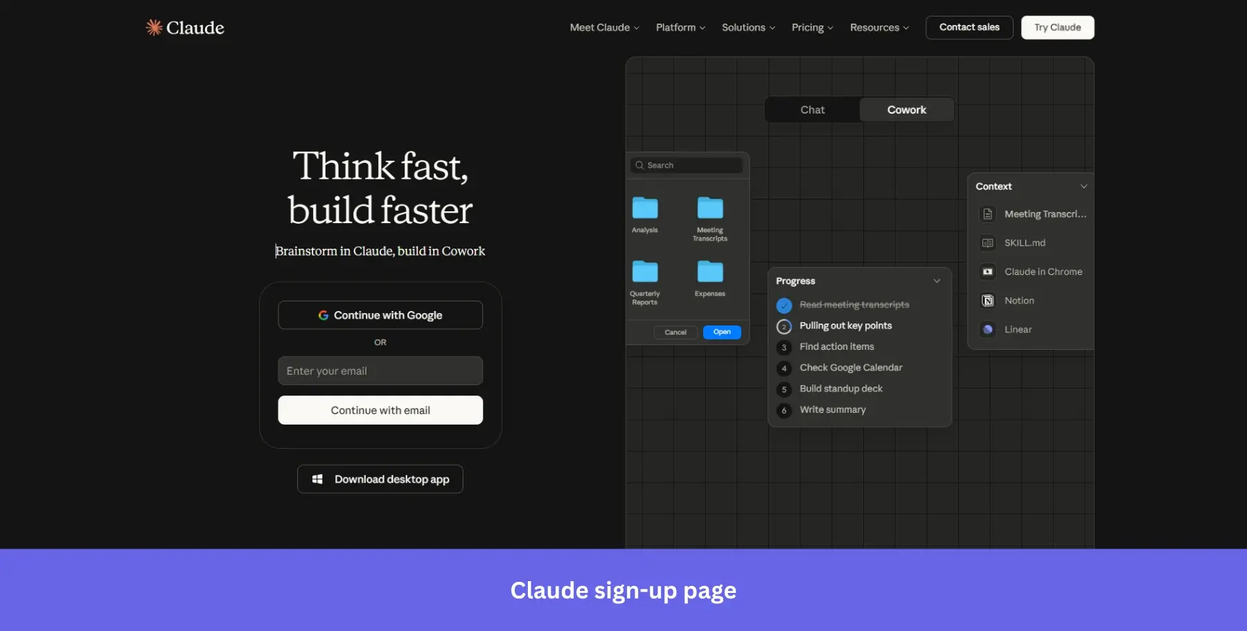 Claude sign-up page