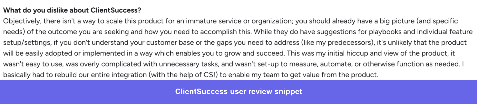 Critical review for ClientSuccess G2