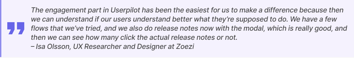 Zoezi finds Userpilot easy to use