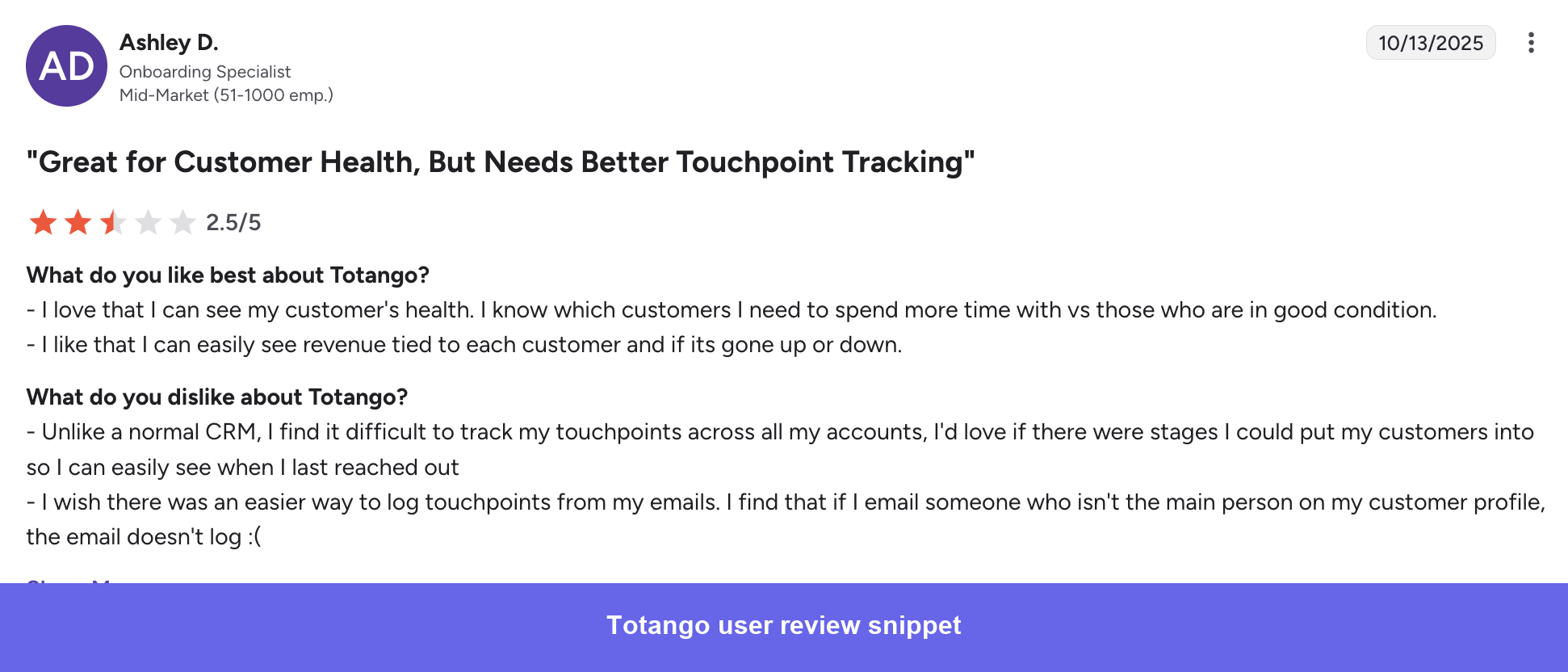 Totango G2 critical review