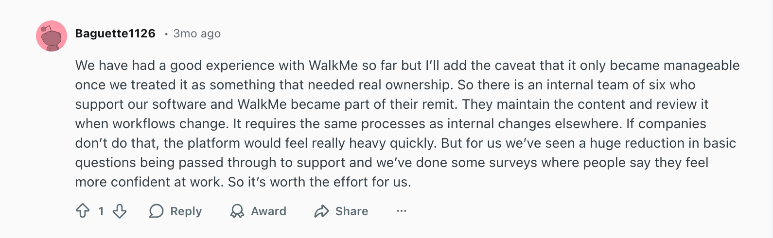 WalkMe review on Reddit