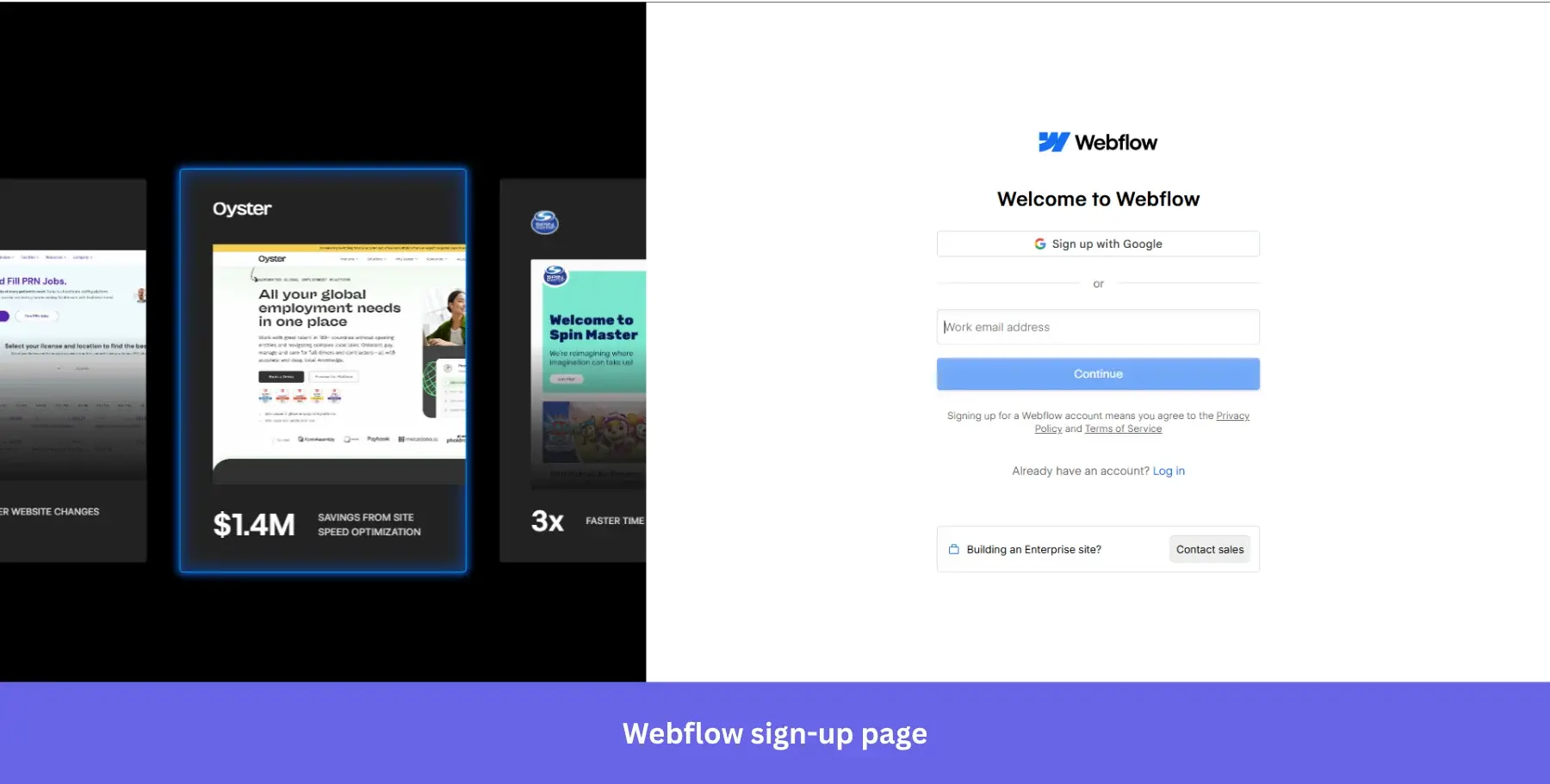 Webflow sign-up page