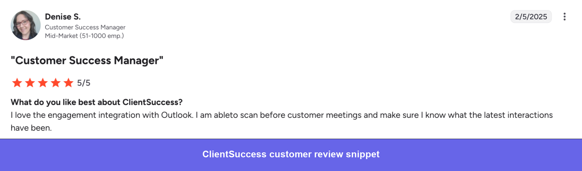 Positive review for ClientSuccess