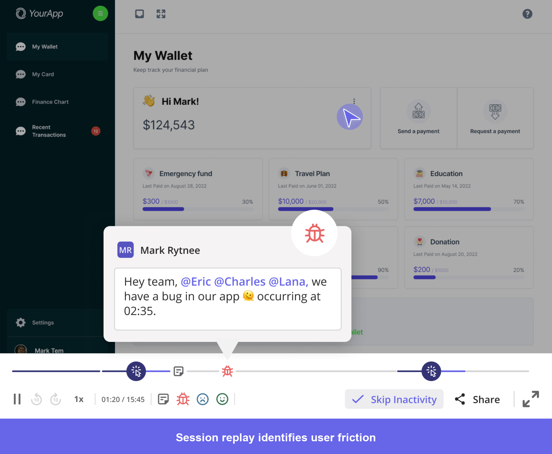 Userpilot session replay and collaboration features