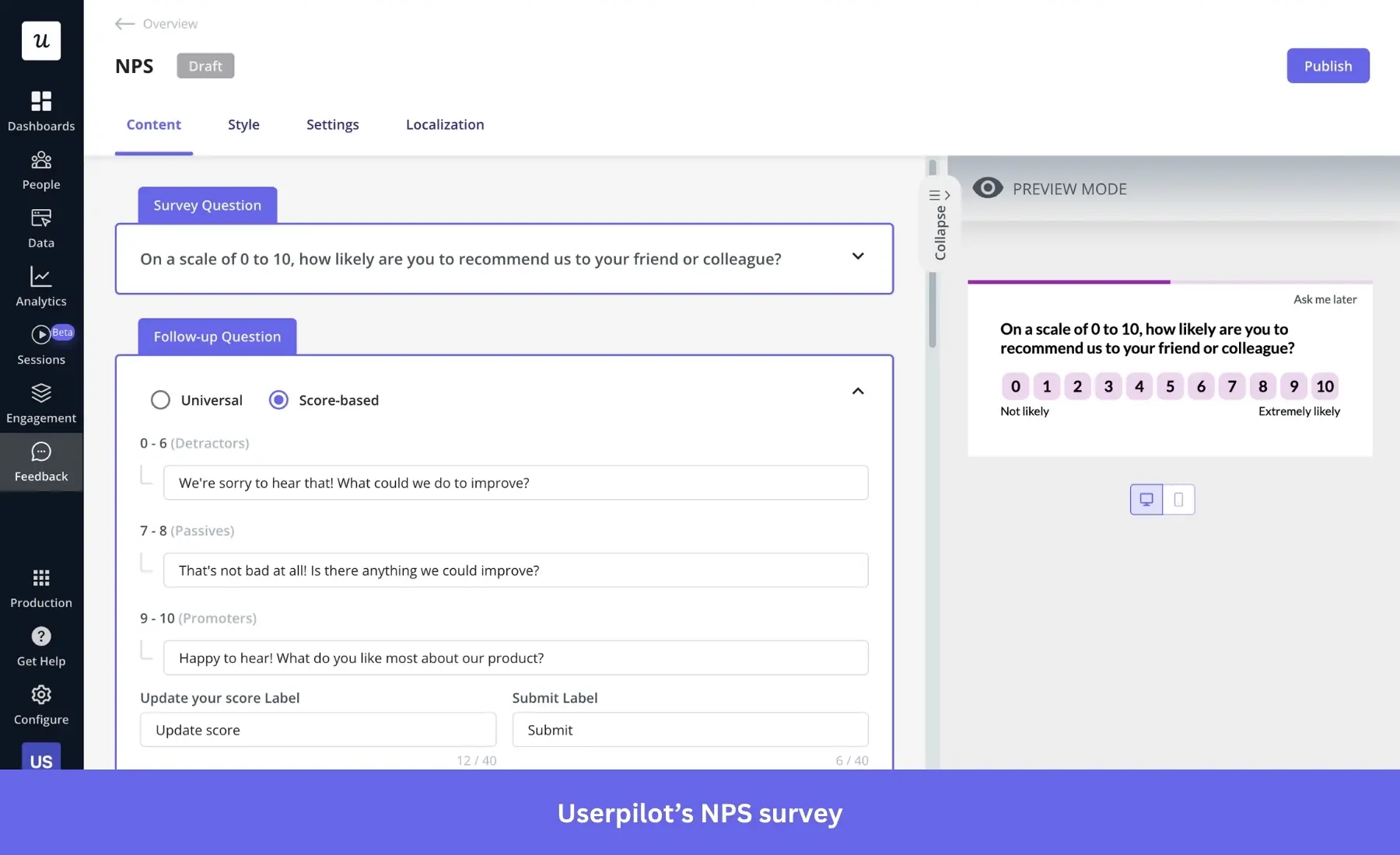 An example of a NPS survey.