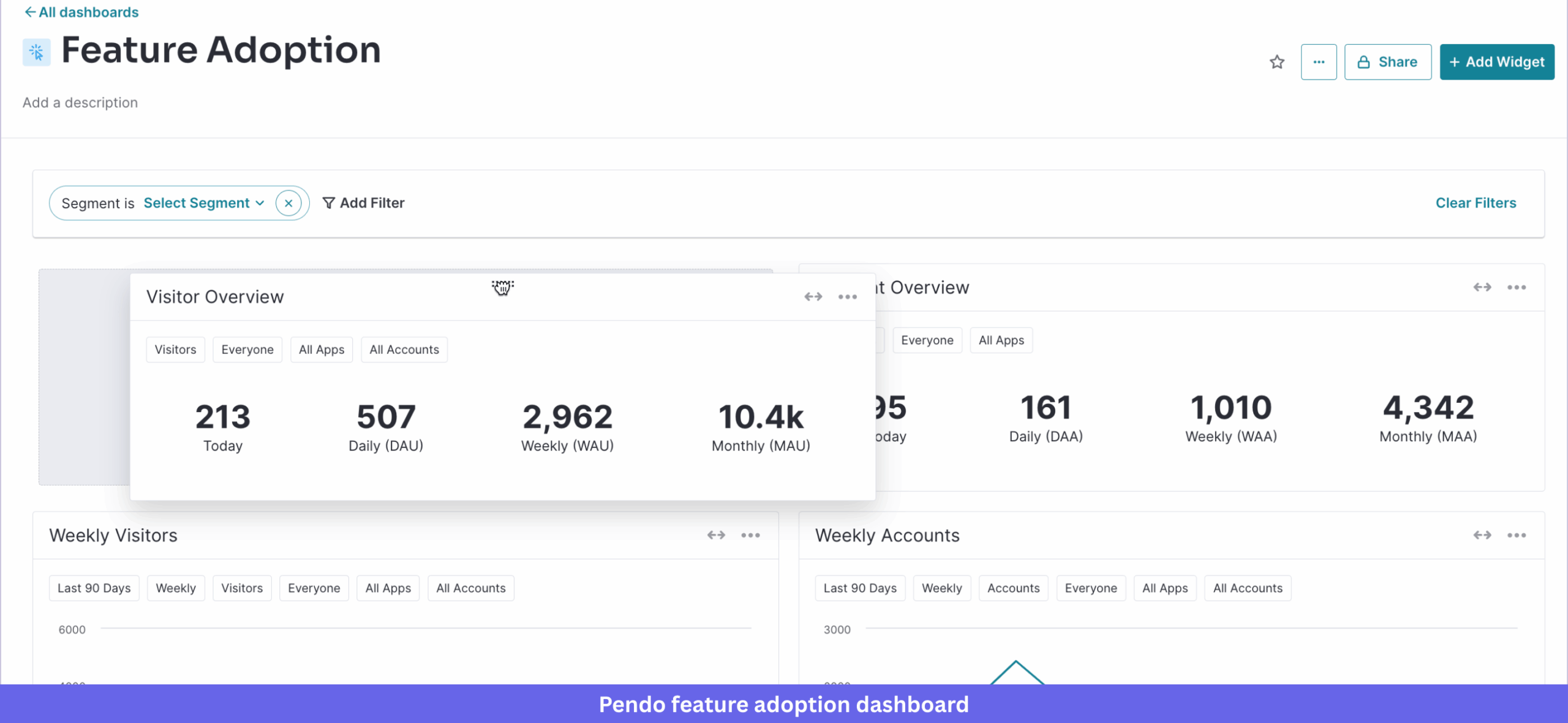 Pendo feature adoption dashboard
