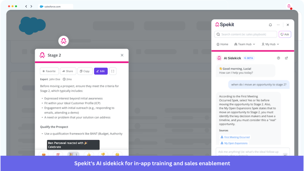 Spekit's AI sidekick for in-app training
