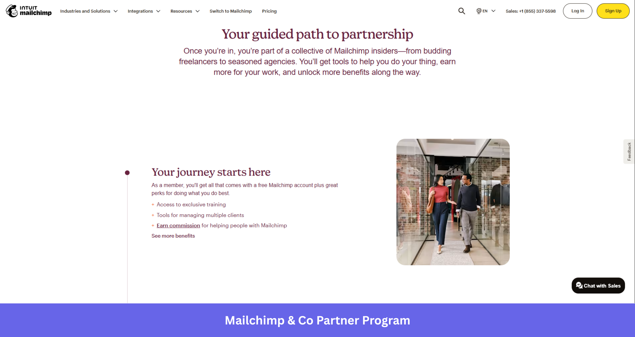 The landing page of the Mailchimp Partner Program