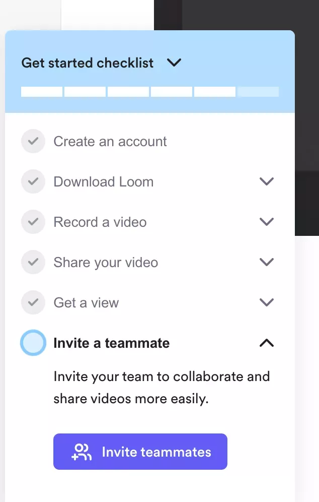 Loom onboarding checklist