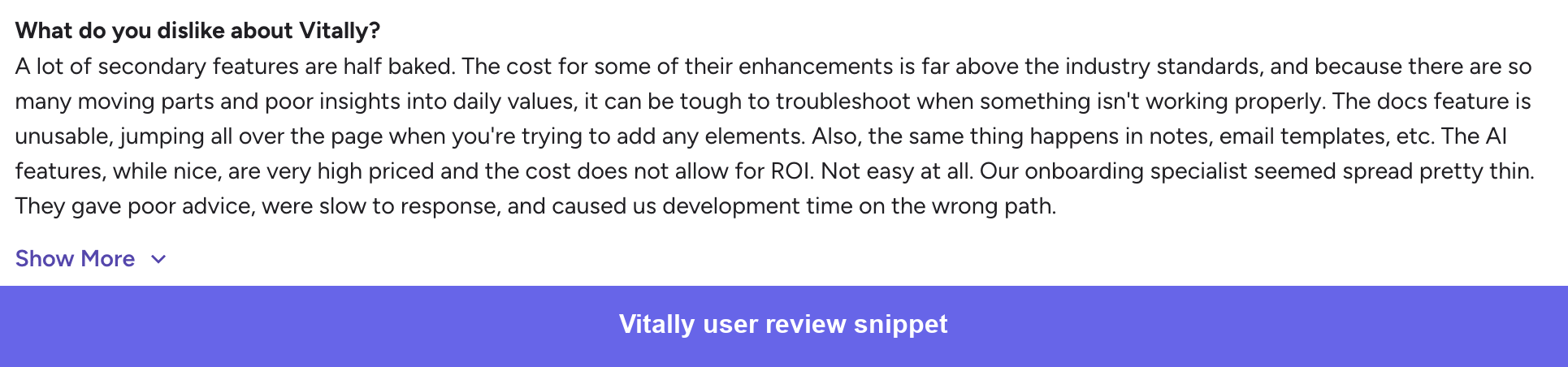 Negative G2 review for Vitally