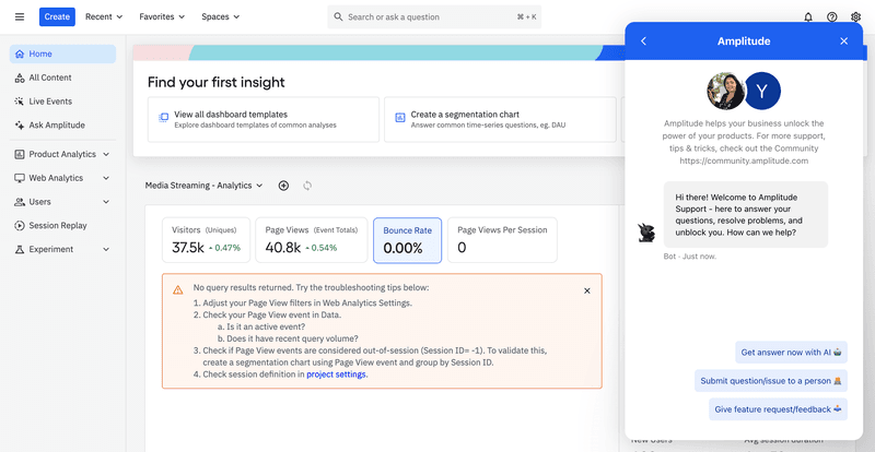 Amplitude chatbot example to improve bad customer experience