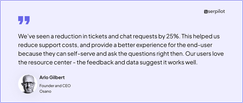 Osano's testimonial of Userpilot