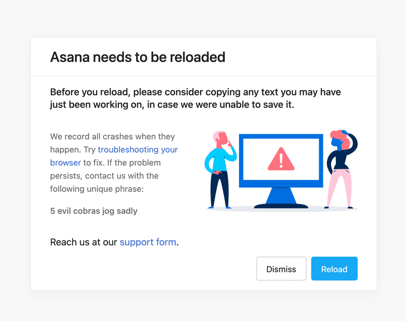 error message example asana customer confidence