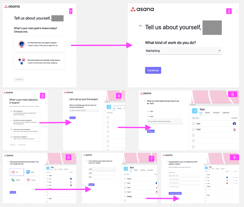 asana signup flow